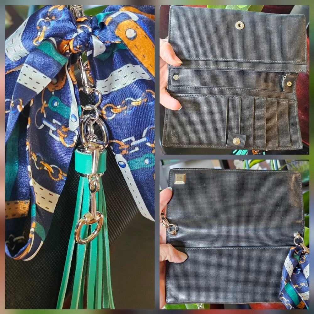 Gucci Black Leather Continental Wallet W/Crossbody Chain, Twilly, & Charm Added - Picture 6 of 16